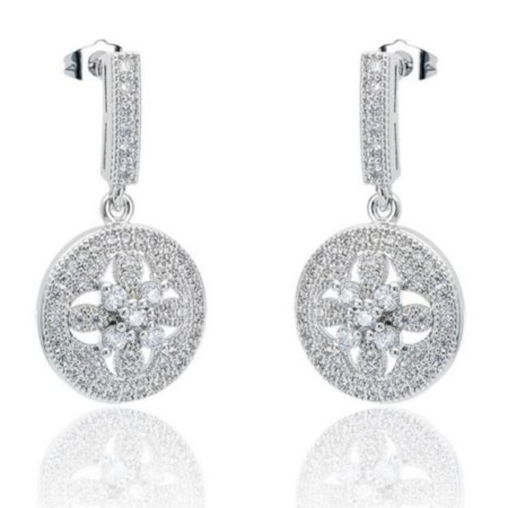 Micro Pave CZ Drop Dangle Earrings